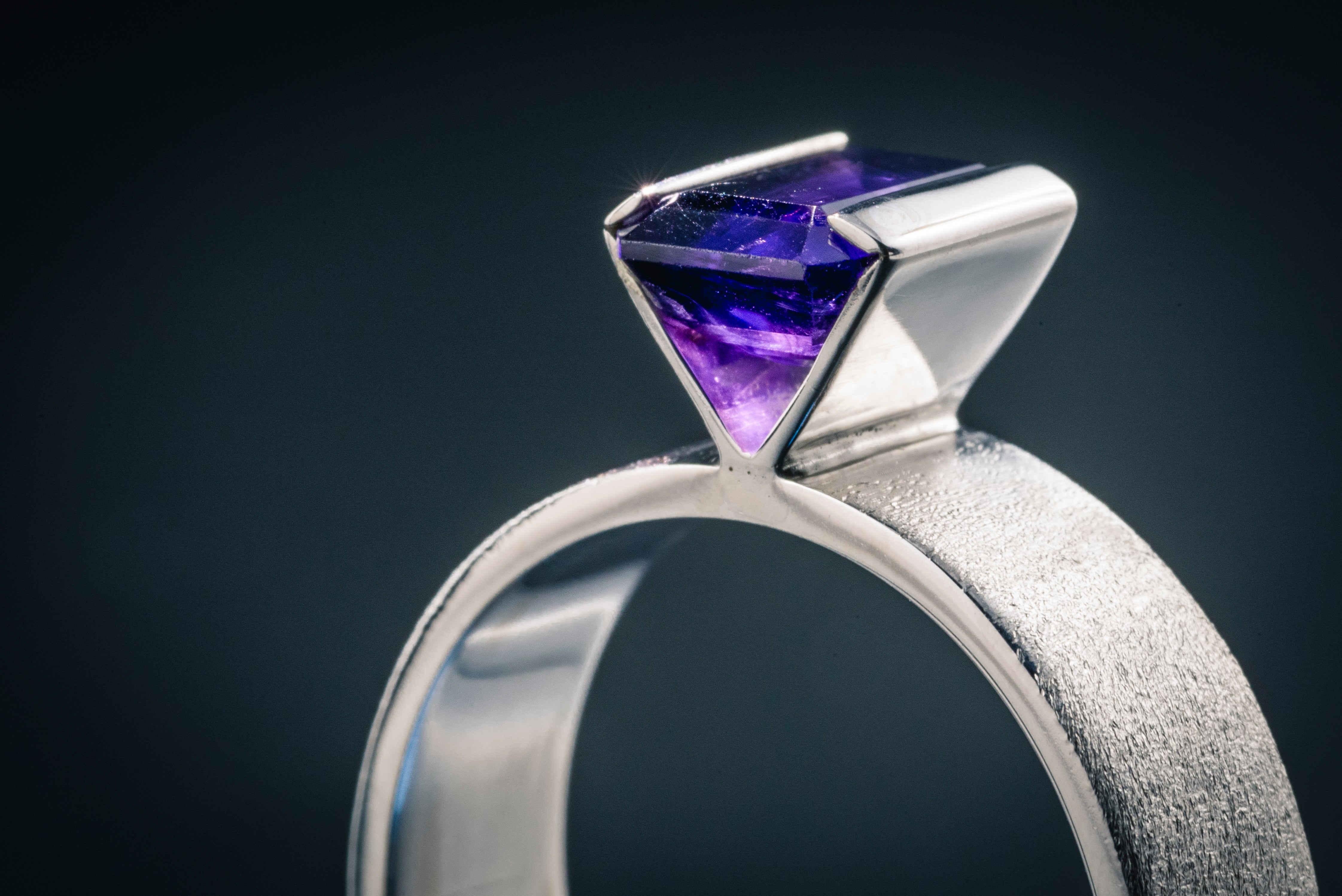Unique Silver Amethyst Ring